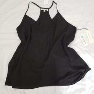 Elegant Mesh Detail Cami - NWT Nine Britton Black Tank Top Lined, Size Large